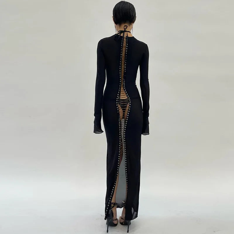 KELSIE Tie-Up Maxi Dress
