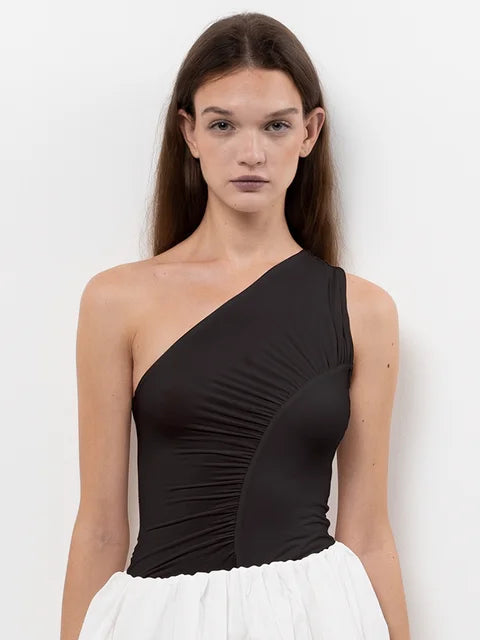 MEA Ruched One Shoulder Top