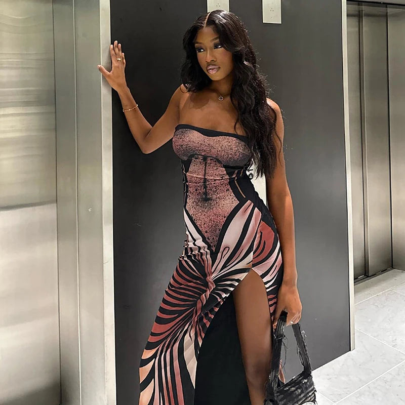 BUTTERFLY Print Maxi Dress