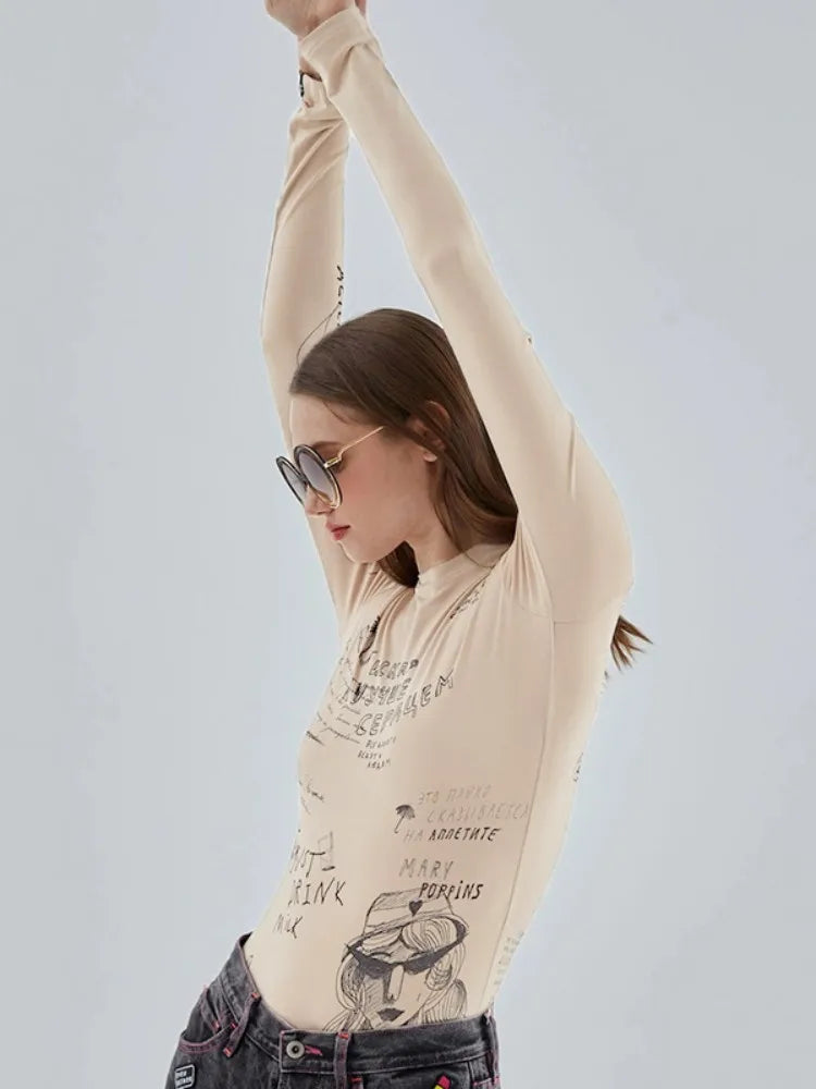 TATTOO Print Fitted Top