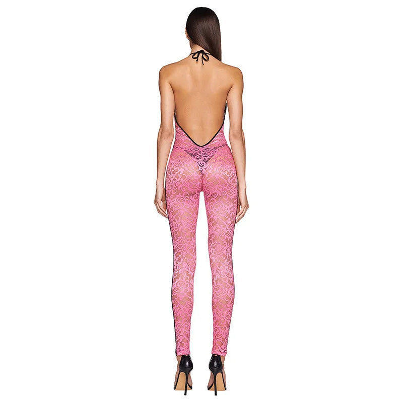 NORA Lace-up Pink Jumpsuit