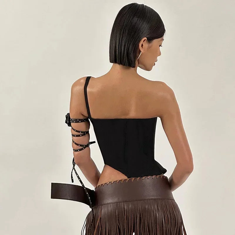TISHA Irregular Black Corset Top