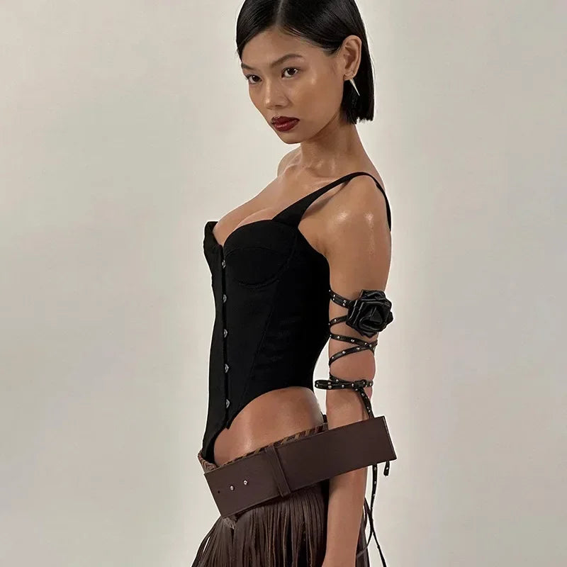 TISHA Irregular Black Corset Top