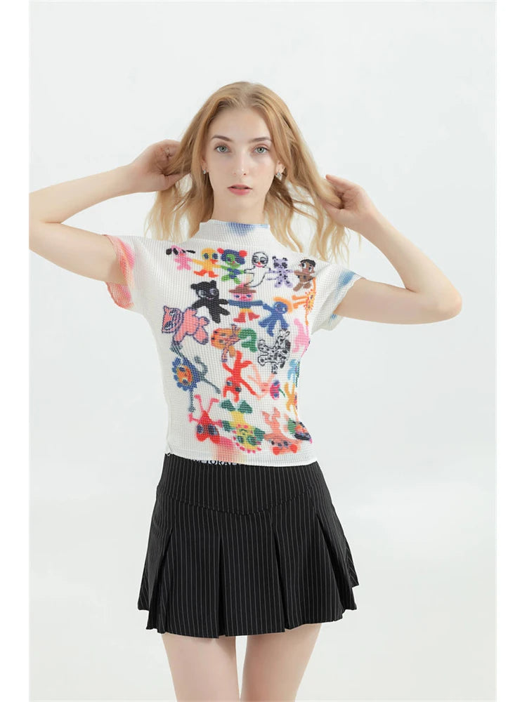 Colourfull Graphic Print Crop Top