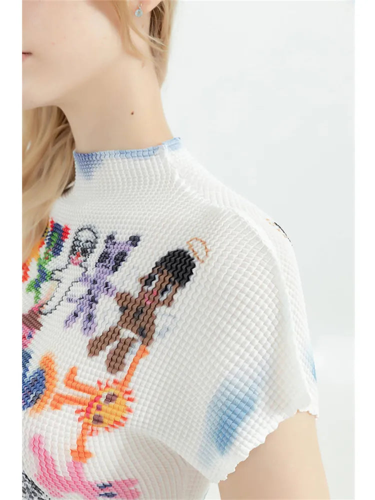 Colourfull Graphic Print Crop Top