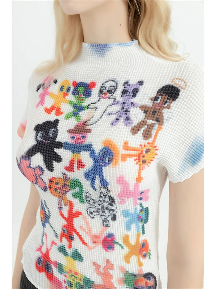 Colourfull Graphic Print Crop Top