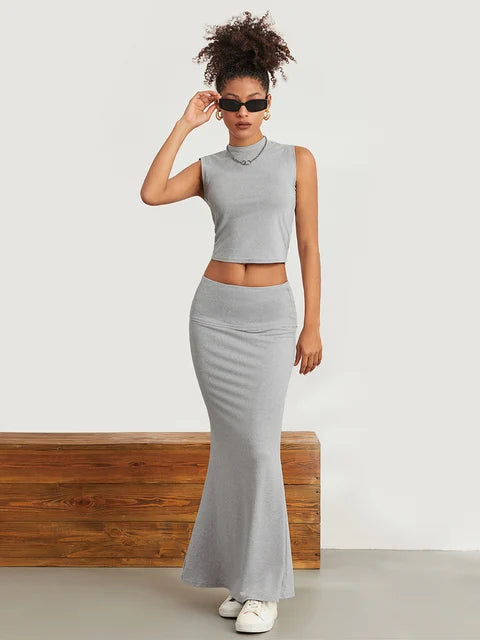 LIVY Two-Piece Wrap Long Skirt