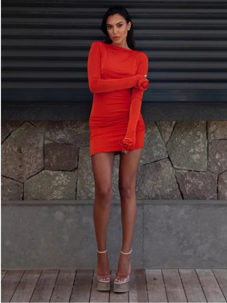 CIARA Long Sleeve Rose Dress