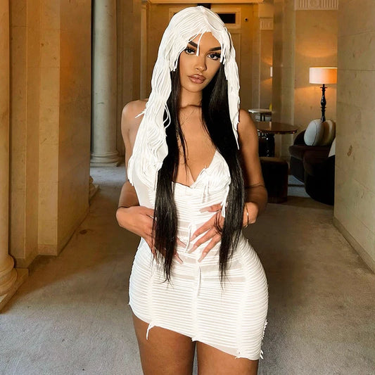 TAMARA White Hooded Dress