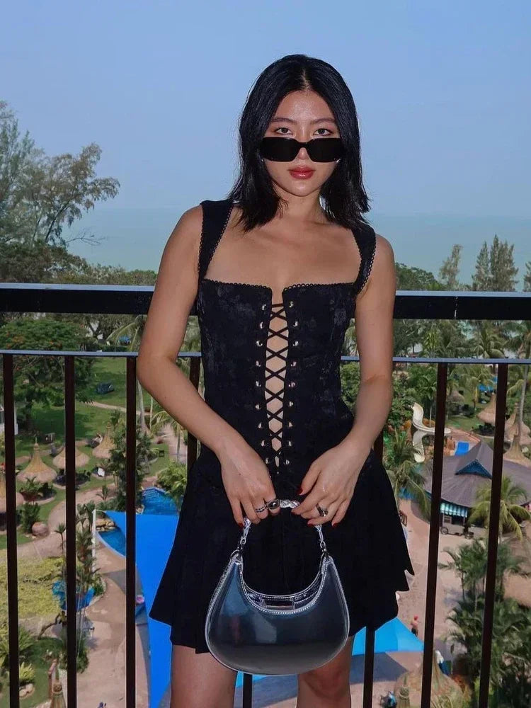 NATALIA Pleated Corset Mini Dress