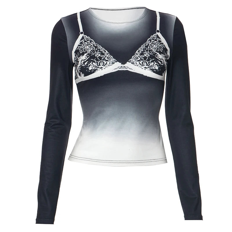 LANYA Lingerie Print Long Sleeve Top